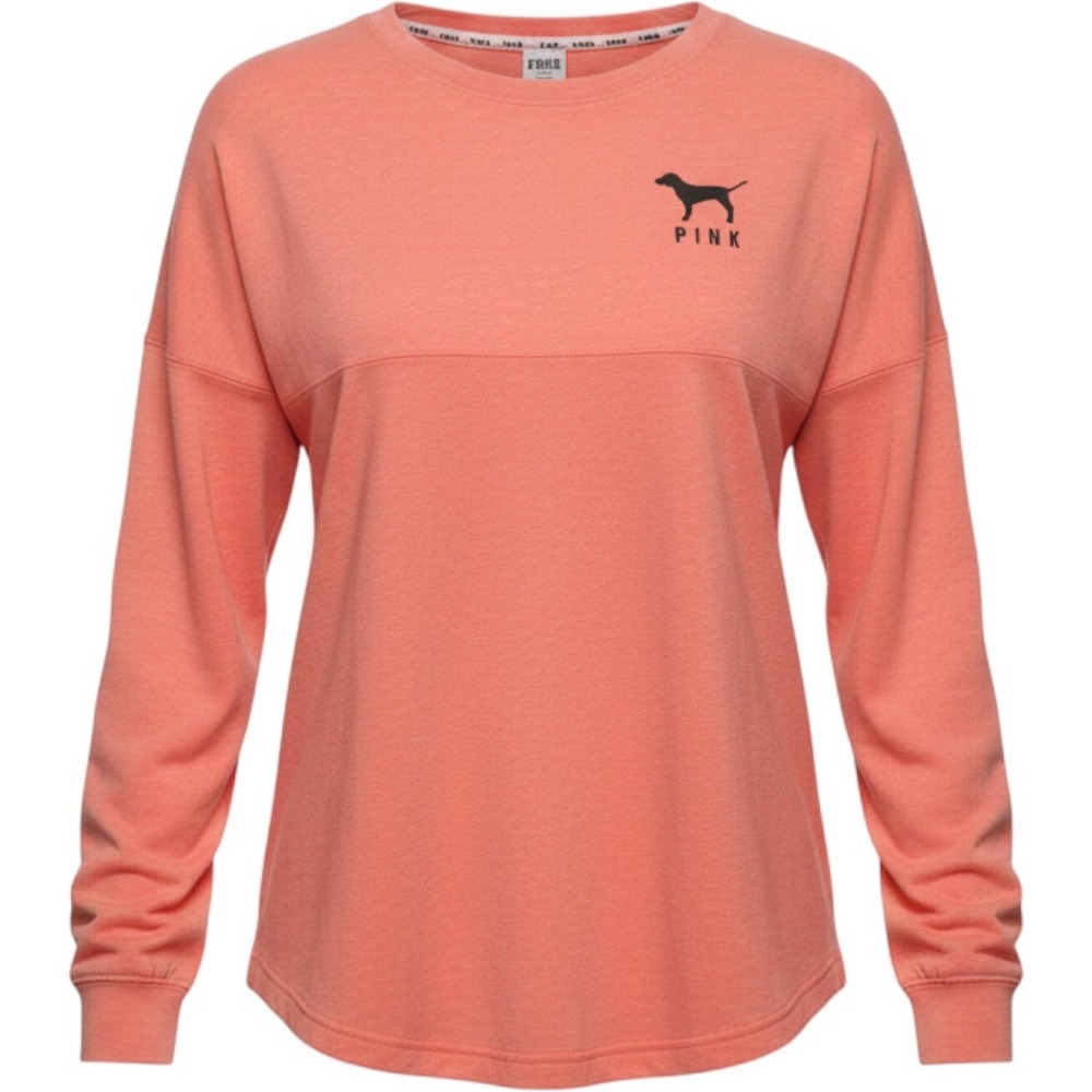 Pink Victoria's Secret Sweatshirt Coral Leopard Print Logo XS Y2K Oversized